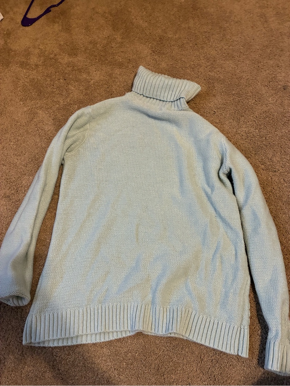 croft & barrow Pale Blue Cable Turtleneck Sweater - Picture 2 of 4
